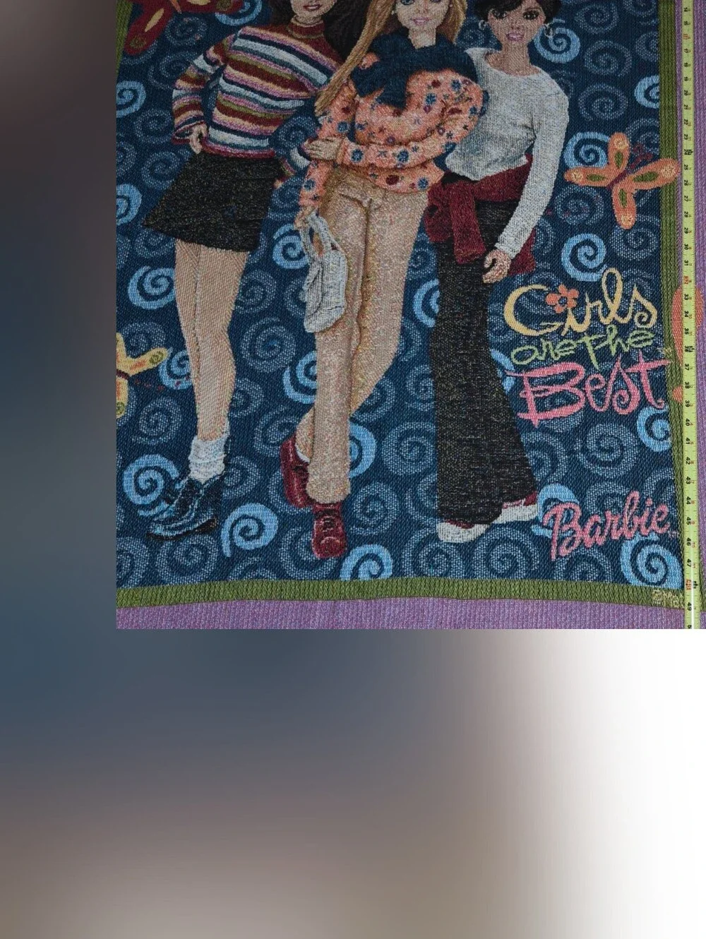 Barbie Multicolor Graphic Throw with Navy, Pink and Green Accents